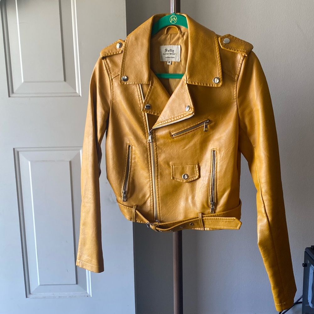 Yellow crop Moto jacket